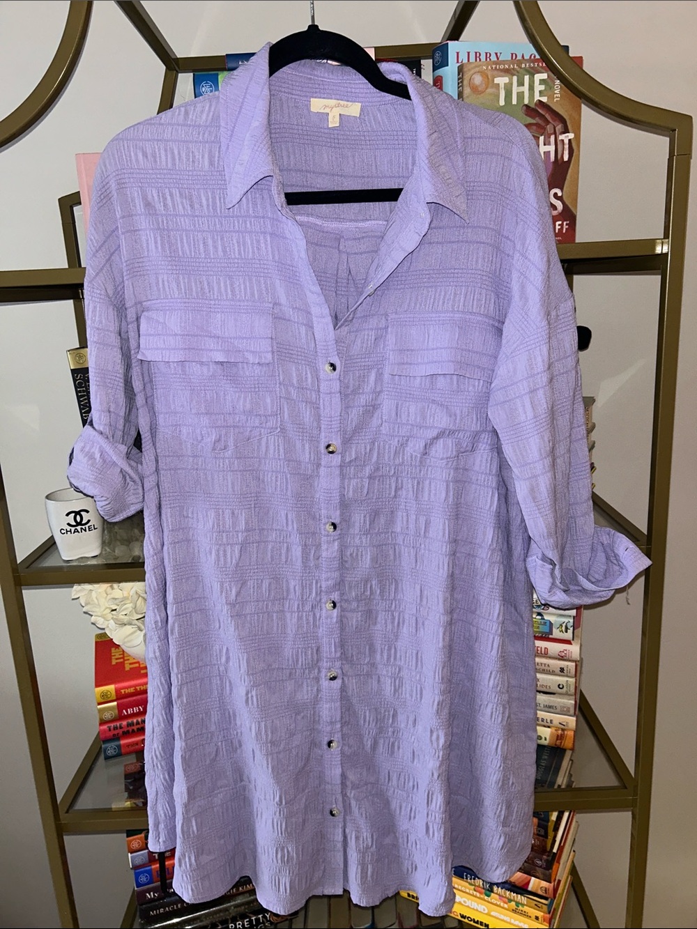 Purple Button-Front Shirt Dress (or cover-up)